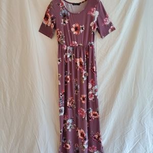 MIKAROSE Floral Mauve Maxi Dress Women's XSmall